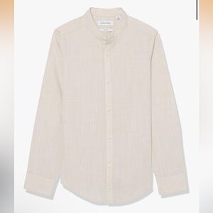 Calvin Klein Boys Size 10 Slim Fit Light Khaki Button-Up Dress Shirt Easter